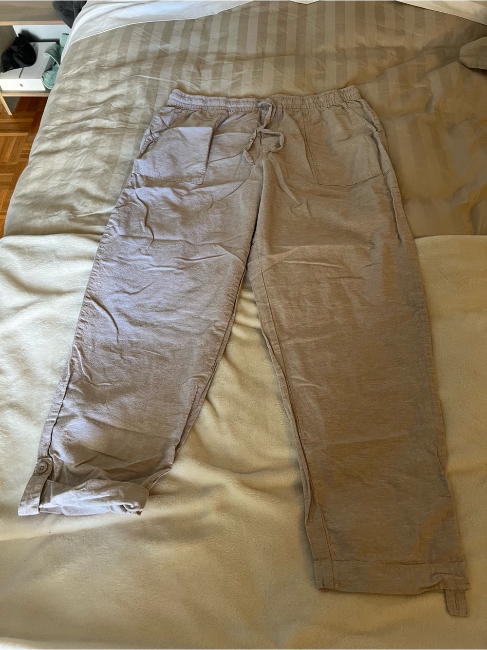 Joe Fresh Women's Linen-Cotton Blend Drawstring Pull on pants in Taupe size XL